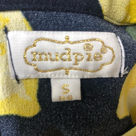 Mud Pie Dress Women's Navy Blue Lemon Preppy Ruffle Hem Size Small (4-6) - Picture 3 of 5